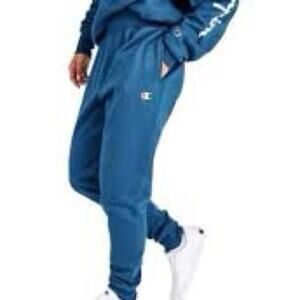 Champion Black Sweatpants with Tapered Leg and Elastic Waistband teal size L